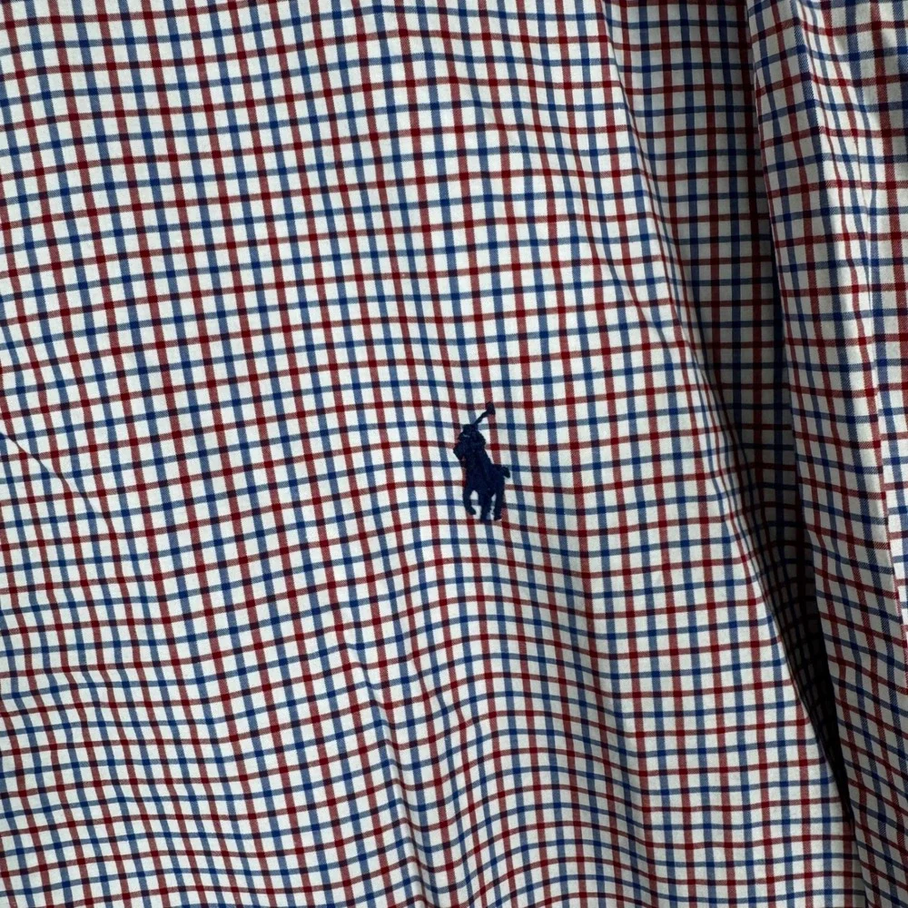 Ralph Lauren Mens 3XB Shirt Red Blue Check‎ Cotton Stretch Button Down Tall